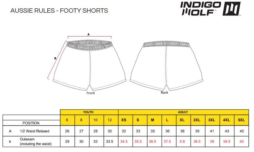 PRE-ORDER 2027 - AFL MENS Aussie Rules Shorts - Western Heights College SSP