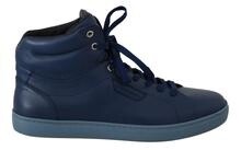 Dolce & Gabanna Blue Leather Mens High Top Sneakers Shoes