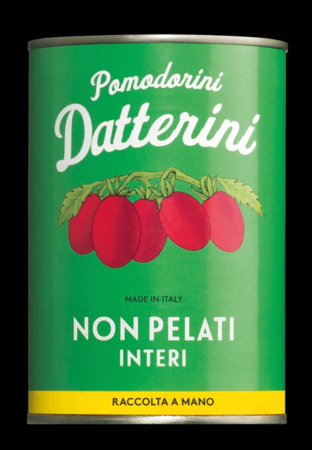 Kleine, aromatisch-süße Datteltomaten, ungeschält, in Tomatensaft konserviert. Auf fruchtbaren Vulkanböden in Kampanien gewachsen, sonnenreif von Hand gepflückt und schonend verarbeitet