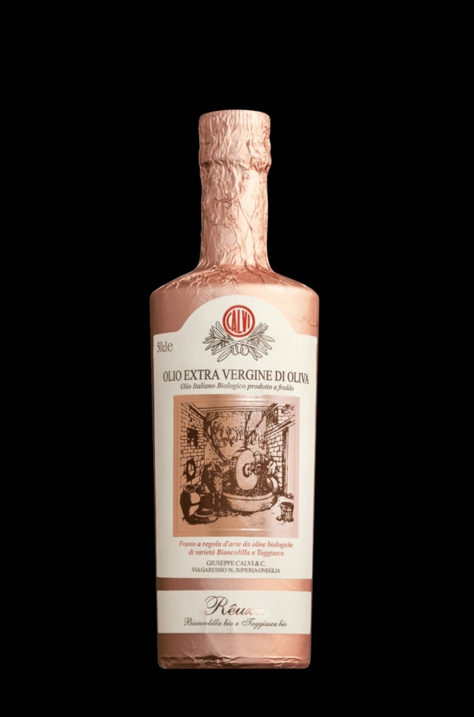 Calvi Réuza, 0,5 Liter - Natives Bio Olivenöl aus Ligurien, extra vergine, kaltgepresst, mittelfruchtig, Aromen von Artischocken und Mandeln - besonders gut zu Gemüse, Salat, Fisch & Schalentieren