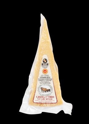 Parmigiano Reggiano-Hartkäse aus Milch der Vacche Rosse, einer alten Rinderrasse, 24 Mon. gereift, karamellfarben, sehr intensives Aroma! Ca. 300g Pckg. In Stücken zum Apéro oder gerieben zu Pasta