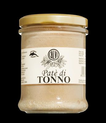 Fischspezialitäten aus Ligurien - Thunfisch Pâté mit Olivenöl und Salz - aus dem Hause Calvi, 200g Glas - ideal als Brotaufstrich oder Basis für Vitello tonnato! Fischspezialitäten aus Ligurien - Thunfisch Pâté mit Olivenöl und Salz - aus dem Hause Calvi, 200g Glas - ideal als Brotaufstrich oder Basis für Vitello tonnato!