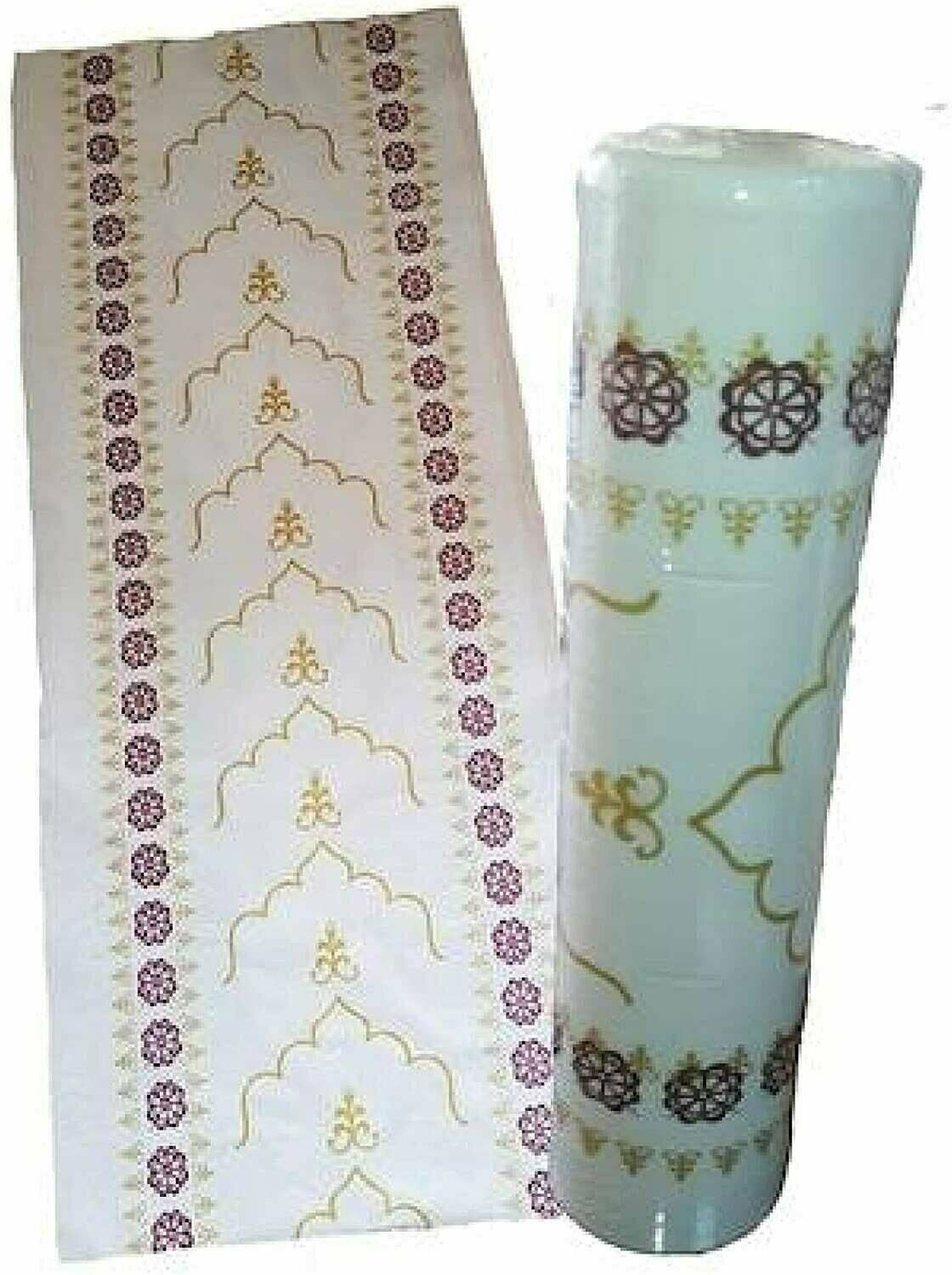 Disposable mats (rugs, Janamaz) Roll of 50 2 layers top thin paper , bottom thin plastic for mosques or individual