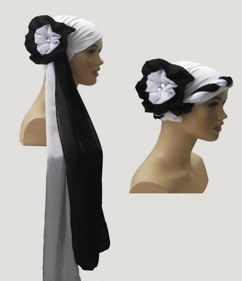 Big Flower Cap two colours one Piece  Cover Headwear Hat Turban