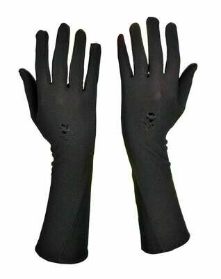 Long Full Finger Gloves Hand Cover Ladies Colour: Beige &amp; Black Evening Opera