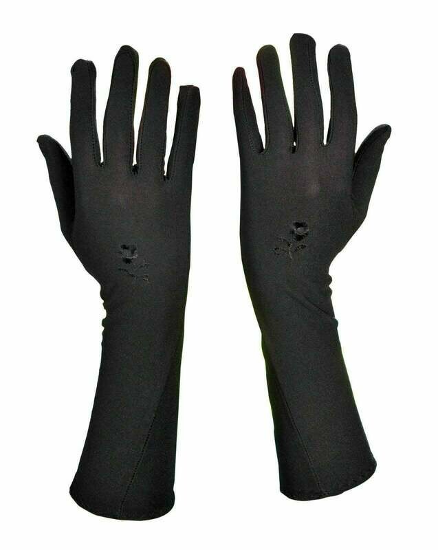Long Full Finger Gloves Hand Cover Ladies Colour: Beige &amp; Black Evening Opera