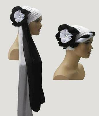 Big Flower Cap two colours one Piece  Cover Headwear Hat Turban