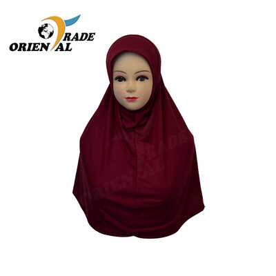 Pull on Instant 1 Piece Cotton Large Amira Yusra hijab plain, different colors with lace