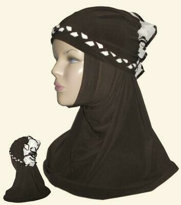 Fancy Two pieces Flower Hijab Head wear cover scarf Islamic dress High Quality