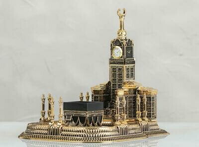 Large Kaba Haram Makki Home Decor Makkah with 99 Allah Names and clock tower comes in Silver &amp; Gold Islamic Ornament Gift worth 90 pound