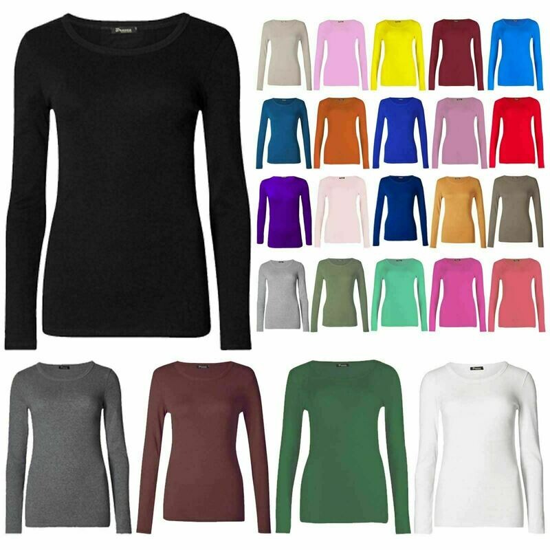 2x Tops Quality Body stretchy Top Long Sleeves Plain casual T-shirt  high neck