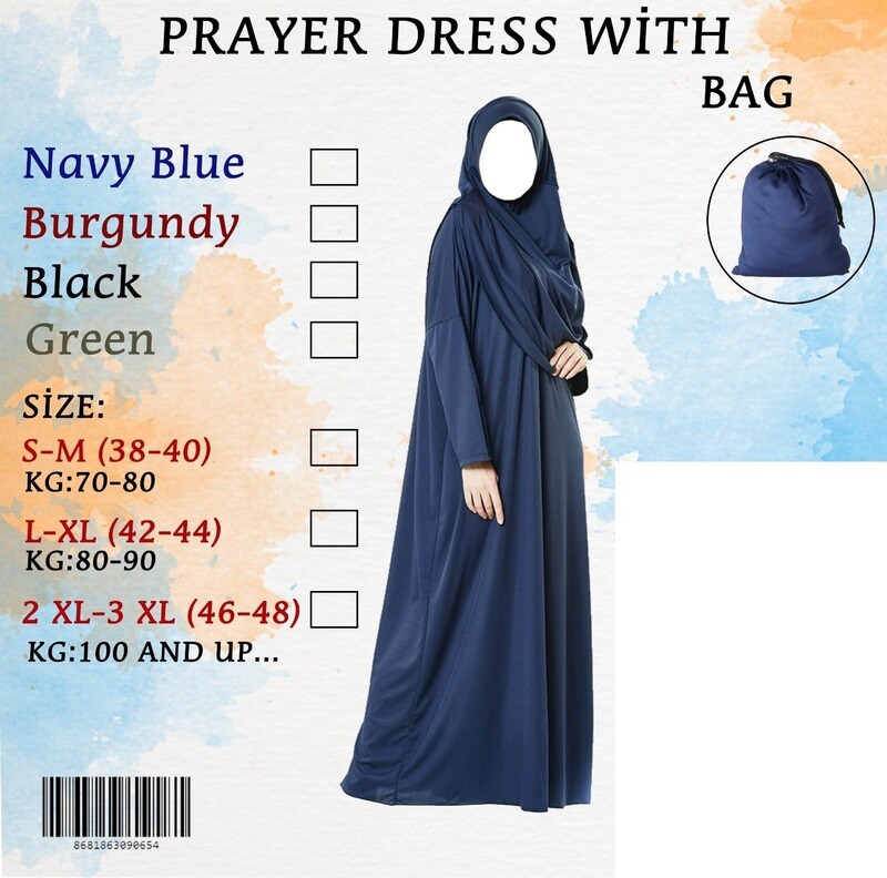 Plain full Lady Abaya prayer cloth Jilbab with scarf &amp; sleeve made in turkey £40