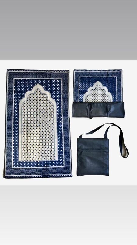 A portable large Prayer Mat can be folded to be a shoulder bag with a side pocket