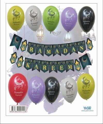 Ramadan, Eid, Hajj &amp;Umrah  decoration(10 balloons,15banners)Islamic celebration, Model: Ramadan Kareem