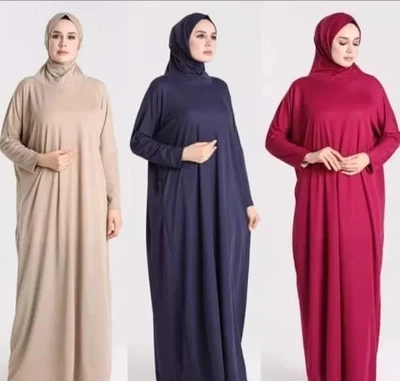 Plain full Lady Abaya prayer cloth Jilbab with sleeve and connected hijab