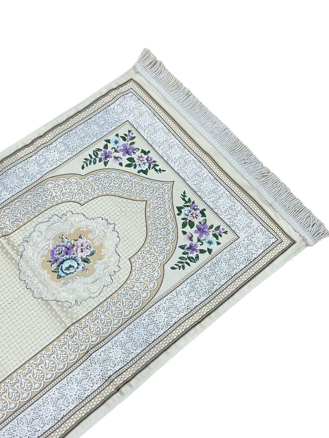 Quality Islamic Embroidered Floral Pattern Prayer mat, rug, janamaz, Salat mat, Colour: Pink