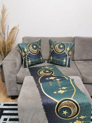 Ramadan decoration 3 pieces Ramadan set, 2 pillows cover, 1 table cover