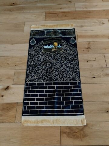 Islamic thin velvet prayer mat, rug, janamaz, Salat mat Kaba designs Children Turkish, Model: Kaba Model 2