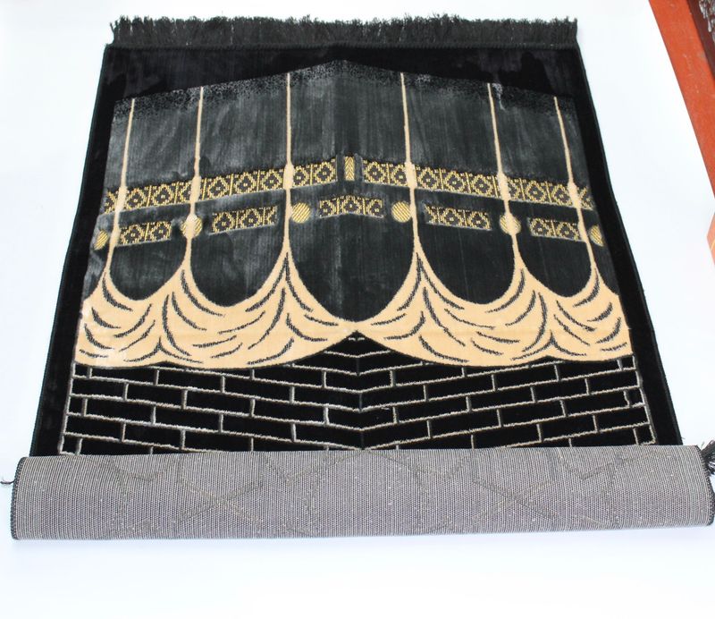 Premium Islamic prayer mat rug, janamaz, Salat mat Kaba design for gift, Turkish