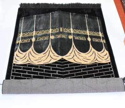 Premium Islamic prayer mat rug, janamaz, Salat mat Kaba design for gift, Turkish