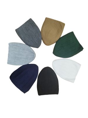 2 pcs Wool Men Skull Cap Islamic Prayer Hat Topi Kufi Head Wear
