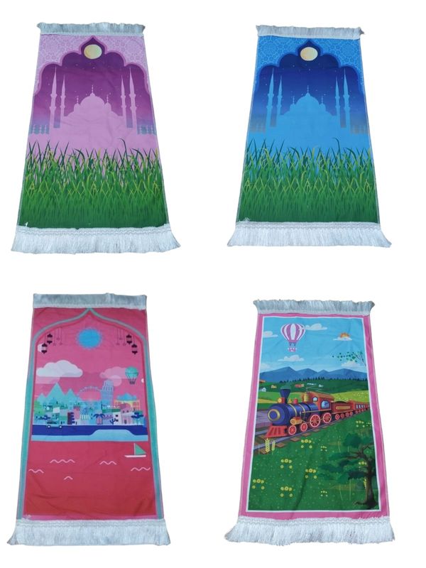 Quality children kids prayer mat rug janamaz Salat Islamic printed colours RRP£9