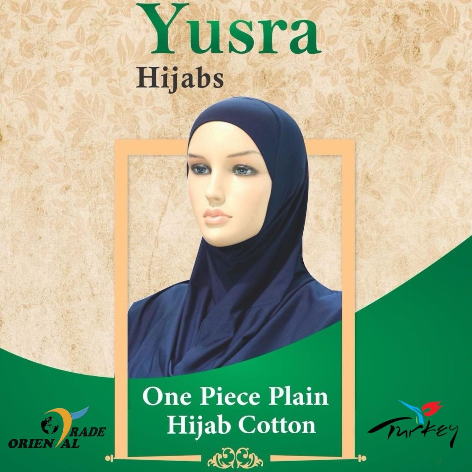 Pull on Instant 1 Piece Cotton (Spandex)  Amira Yusra hijab plain, without lace