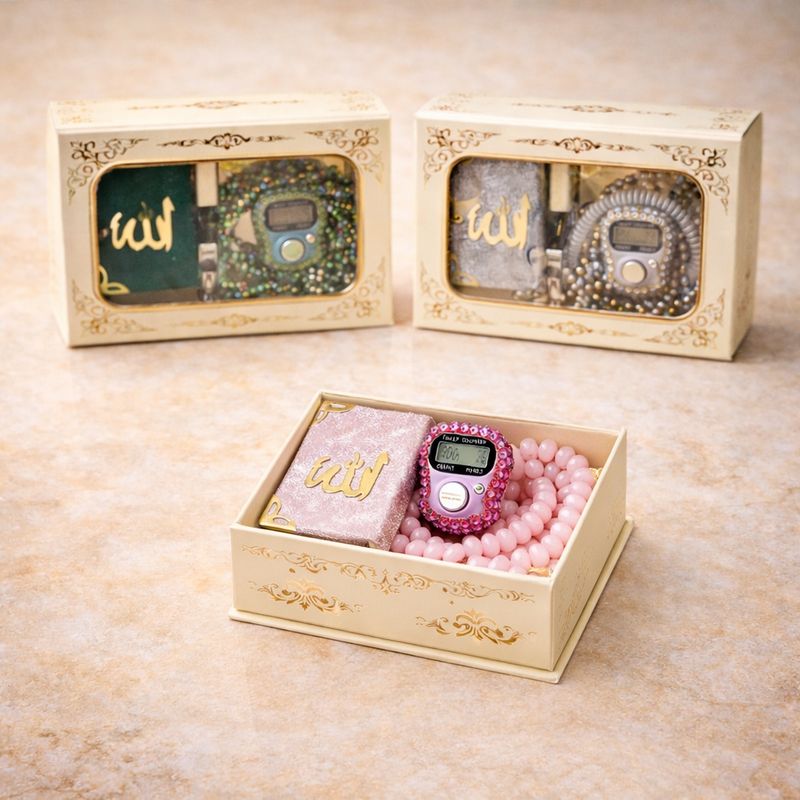 Gift Box include Tasbeeh &amp; mini Quran &amp; Digital Finger counter