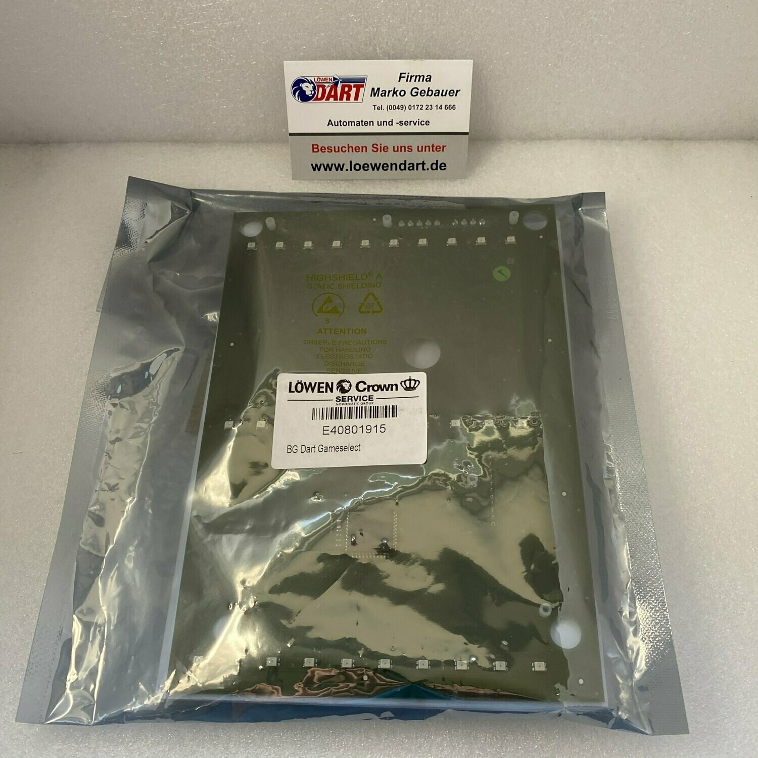 Löwen Dart Spieleauswahlplatine BG Dart Gameselect Platine für HB8 / HB8 Cougars / HB9 neu