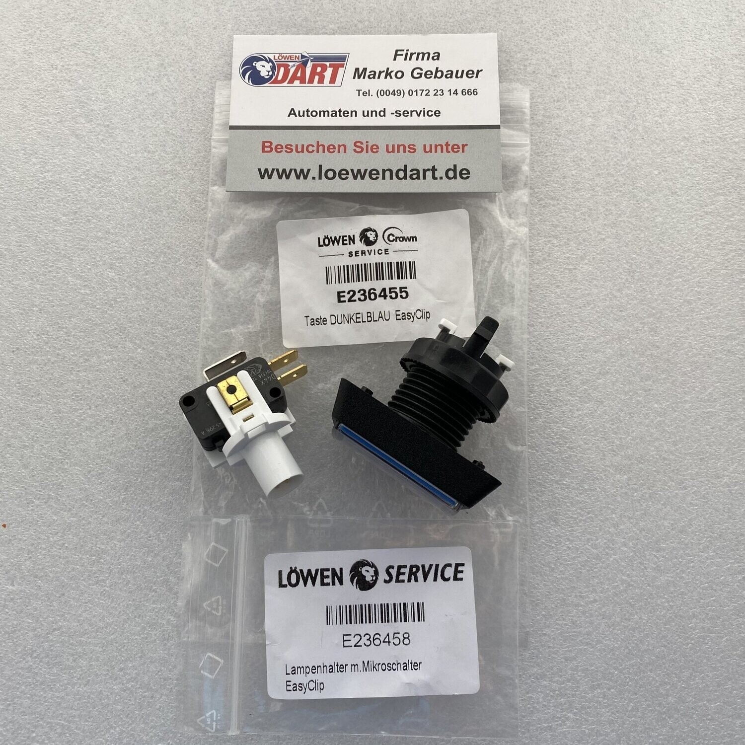 Original Löwen Dart Spieleauswahltaste dunkelblau (Optionen II) inkl. Microschalter Easy Clip