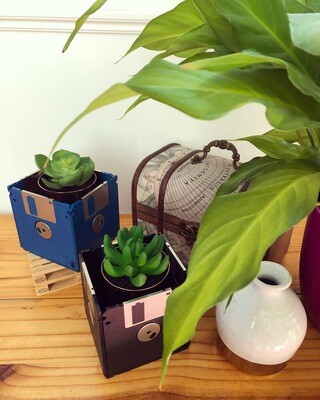 Floppy Disk Desk Tidy - Upcycled (Blue)
