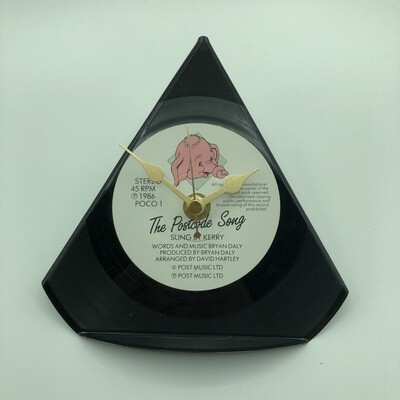 Upcycled Vinyl 7'' Single Desk Clock - 'The Postcode Song' Sung by Kerry.