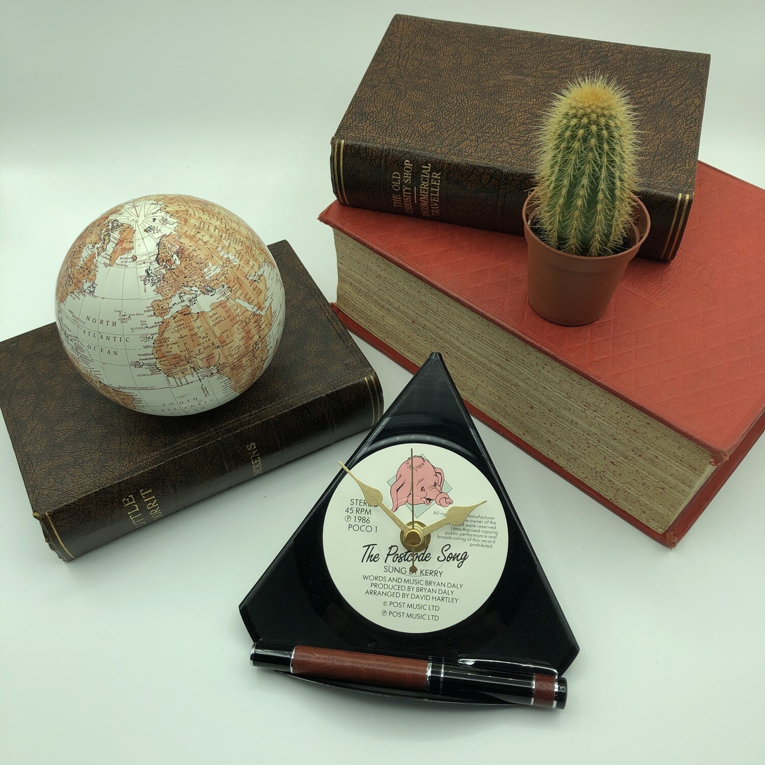Upcycled Vinyl 7&#39;&#39; Single Desk Clock - &#39;The Postcode Song&#39; Sung by Kerry.
