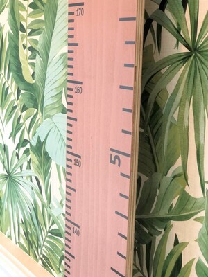 Family Height Chart Ruler, Wooden Handmade Wall Ruler (Pink)