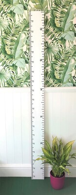 Family Height Chart Ruler, Wooden Handmade Wall Ruler (White)