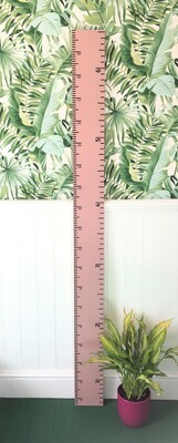 Family Height Chart Ruler, Wooden Handmade Wall Ruler (Pink)