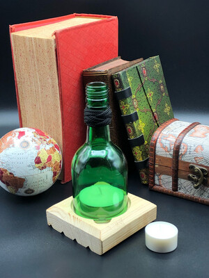 Wine Bottle Hurricane/Storm Lantern. Single lantern with black cord.