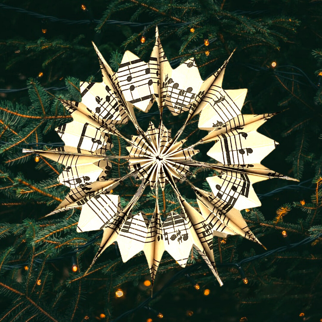 Paper Snowflake Decoration DIY Kit - Vintage Music - Christmas Decoration