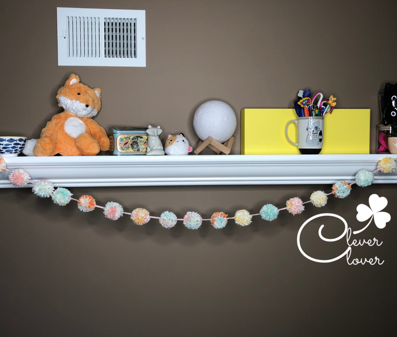 Pom Pom Garland, Yarn Pom Poms Bunting, Pastel Colors Yarn, Nursery Decor Banner