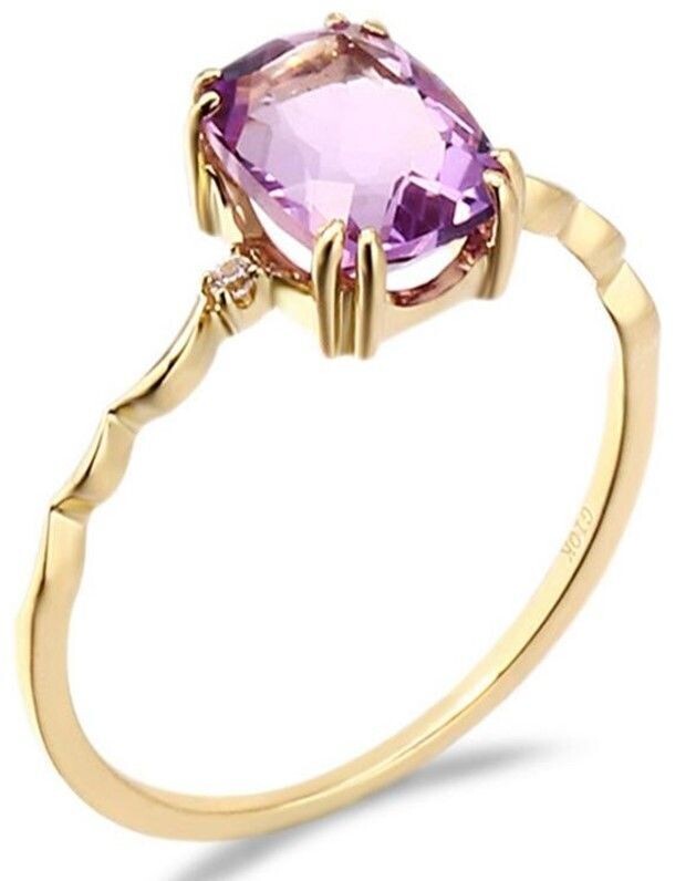 WOMEN'S FASHION  14  CARATS  GOLD  PLATED   RING,  WITH  AMETHYST STONE - GS2126