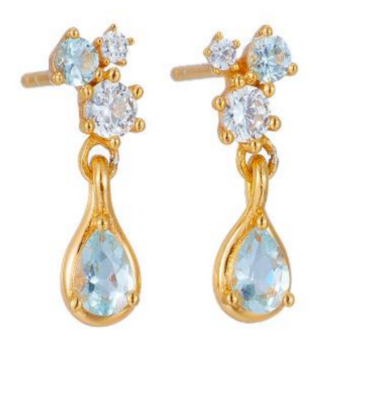 14 CARATS GOLD PLATED EARRINGS WITH  MOON STONE