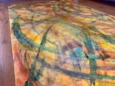 Macurdy Floorcloth (46.5x32) Yellow/Teal/Orange