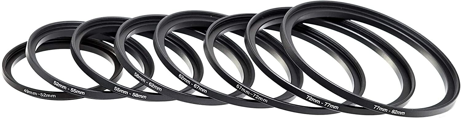 Step Up Ring 49-52mm 52-55mm 55-58mm 58-62mm 62-67mm 67-72mm 72-77mm 77-82mm Lens Adapters