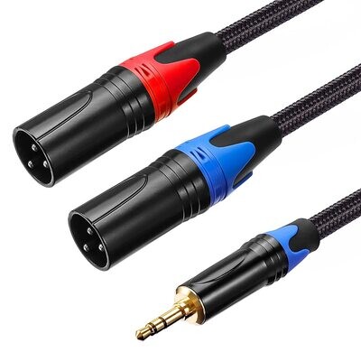 3ft Dual XLR Male to 1/8&quot; TRS Stereo Cable