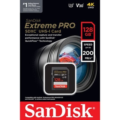 SanDisk 128GB Extreme PRO UHS-I SDXC Memory Card
