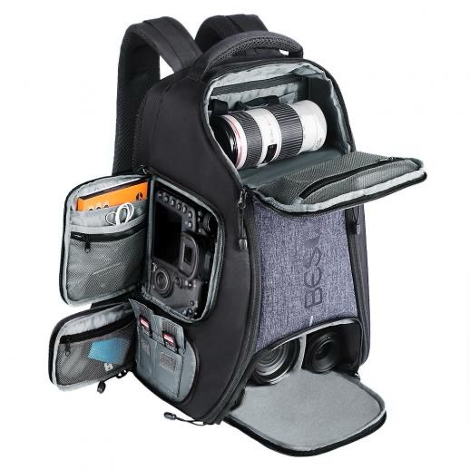 Camera Bag 26L for 15&quot; Laptop with Tripod Strap and Rain Cover