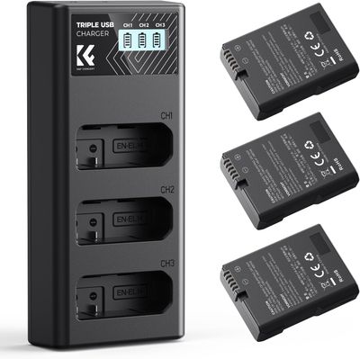 K&amp;F CONCEPT 3x EN-EL14 Rechargeable Batteries and Charger for Nikon