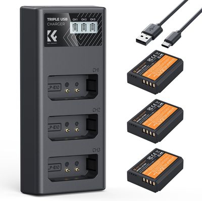 K&amp;F CONCEPT 3x LP-E10 Rechargeable Batteries and Charger for Canon