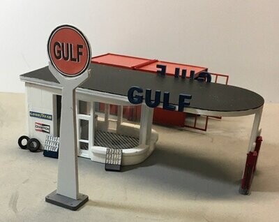 ART DECO CANOPY GAS STATION--GULF; styrene; (sign not included; available separately)