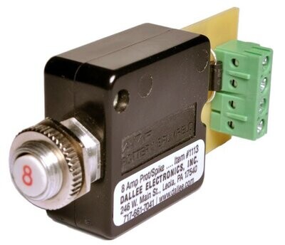 DALLEE #1113 CIRCUIT BREAKER with SPIKE PROTECTION; 8 AMP